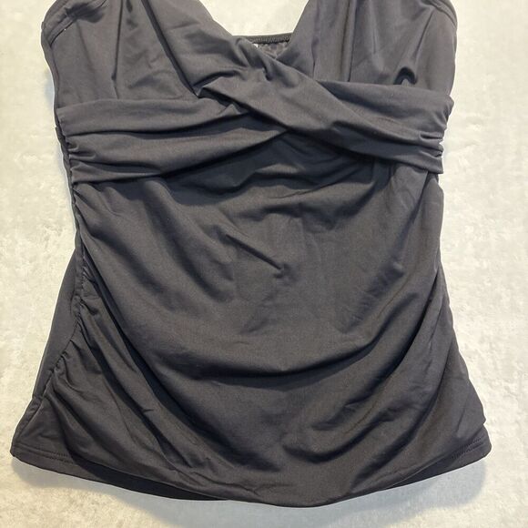 Lands' End Women's Size 8DD Underwire Bra Black Wrap Tankini Swimsuit Top Beach - Picture 4 of 15